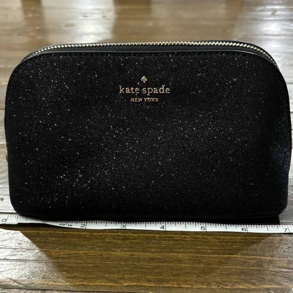 Kate Spade New York Shimmy Glitter Cosmetics Case in Black